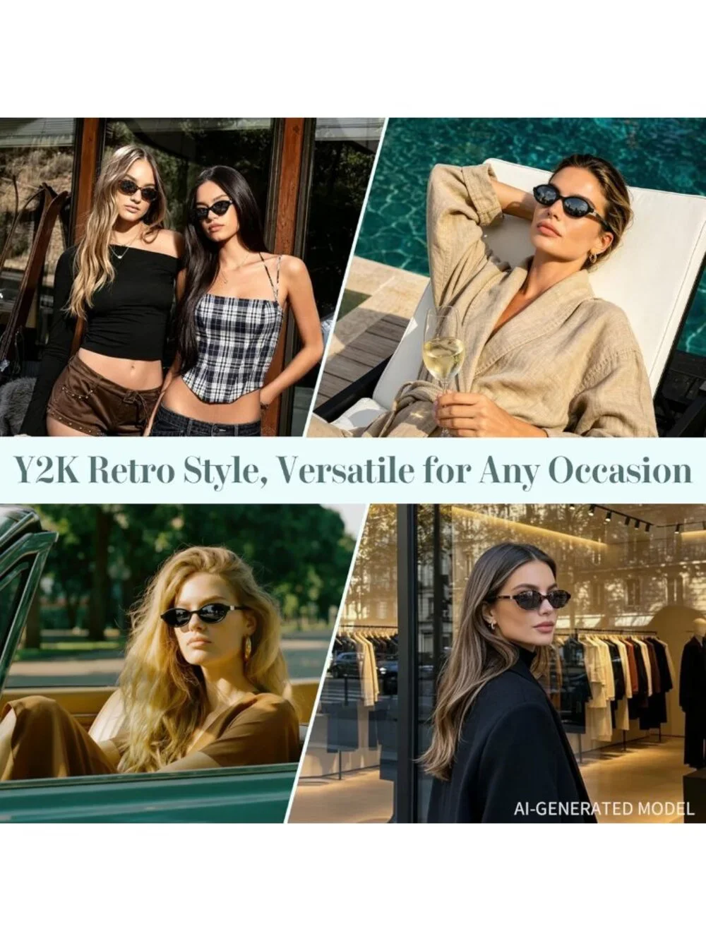 Trendy Retro Oval Sunglasses for Women - Vintage 90s Y2K Style, Polarized UV400